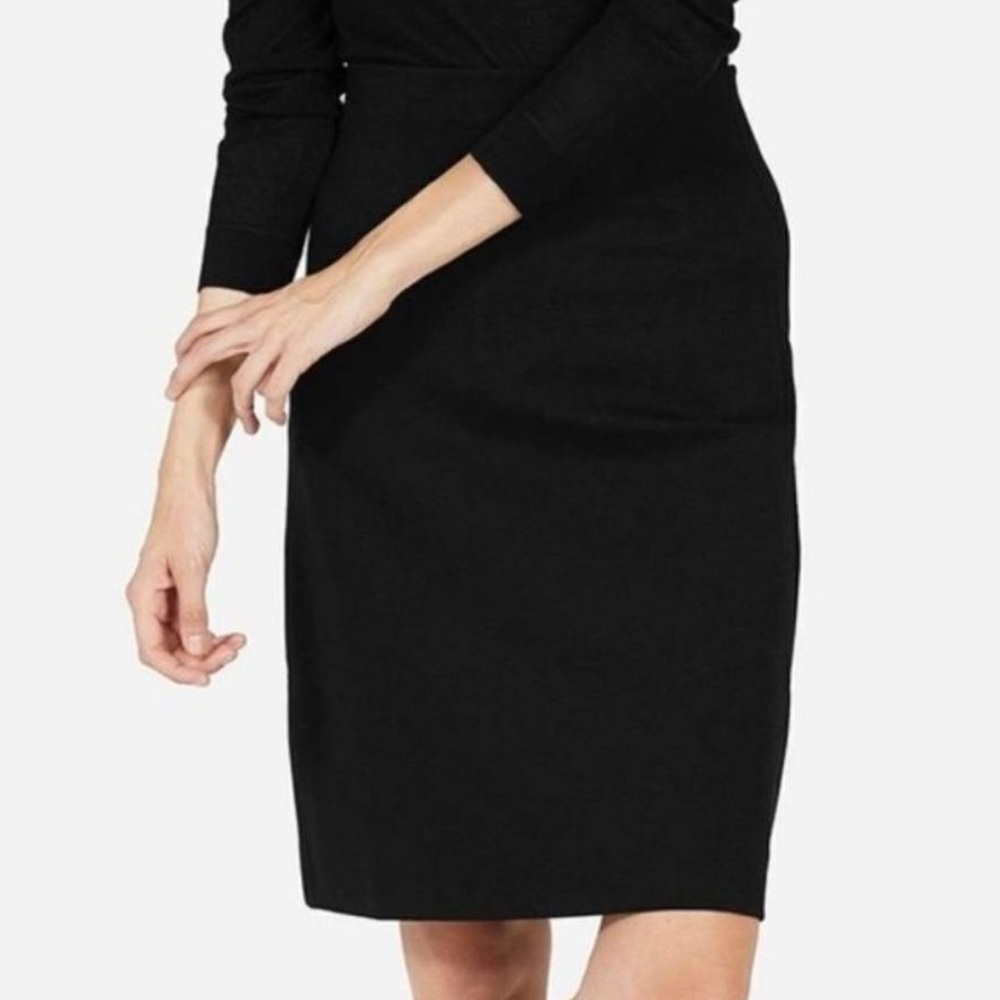 EVERLANE Black Ponte High Waist Stretchy Fitted Pencil Skirt - Picture 4 of 6